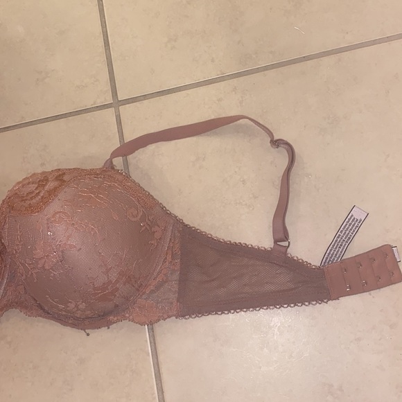 Victoria’s Secret DREAM ANGELS LINED DEMI BRA 34DD dusty pink LACE &Rhinestone - Picture 3 of 10